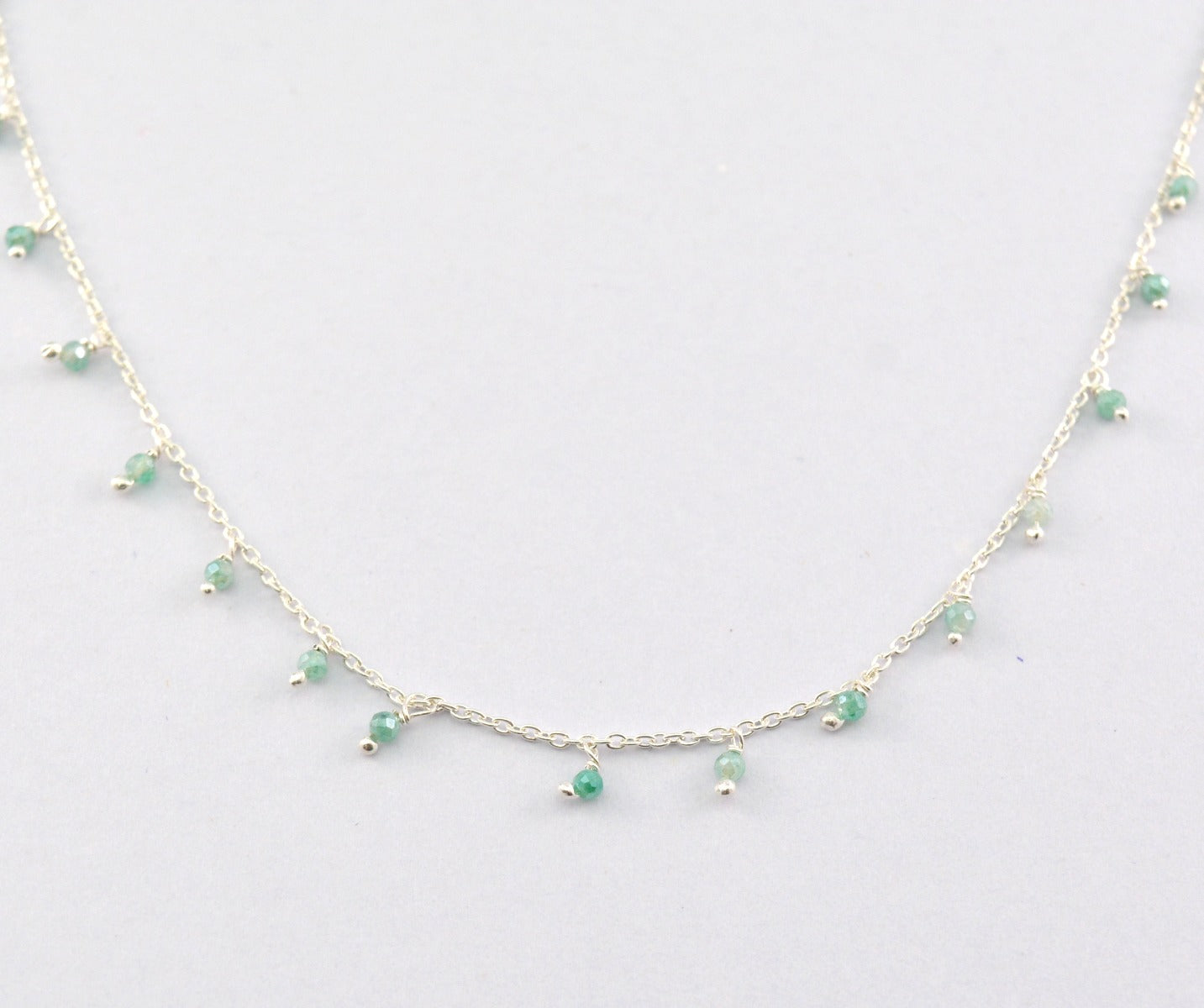 Stylish Stone Rosary Chain in 925 Silver Gold - 2mm