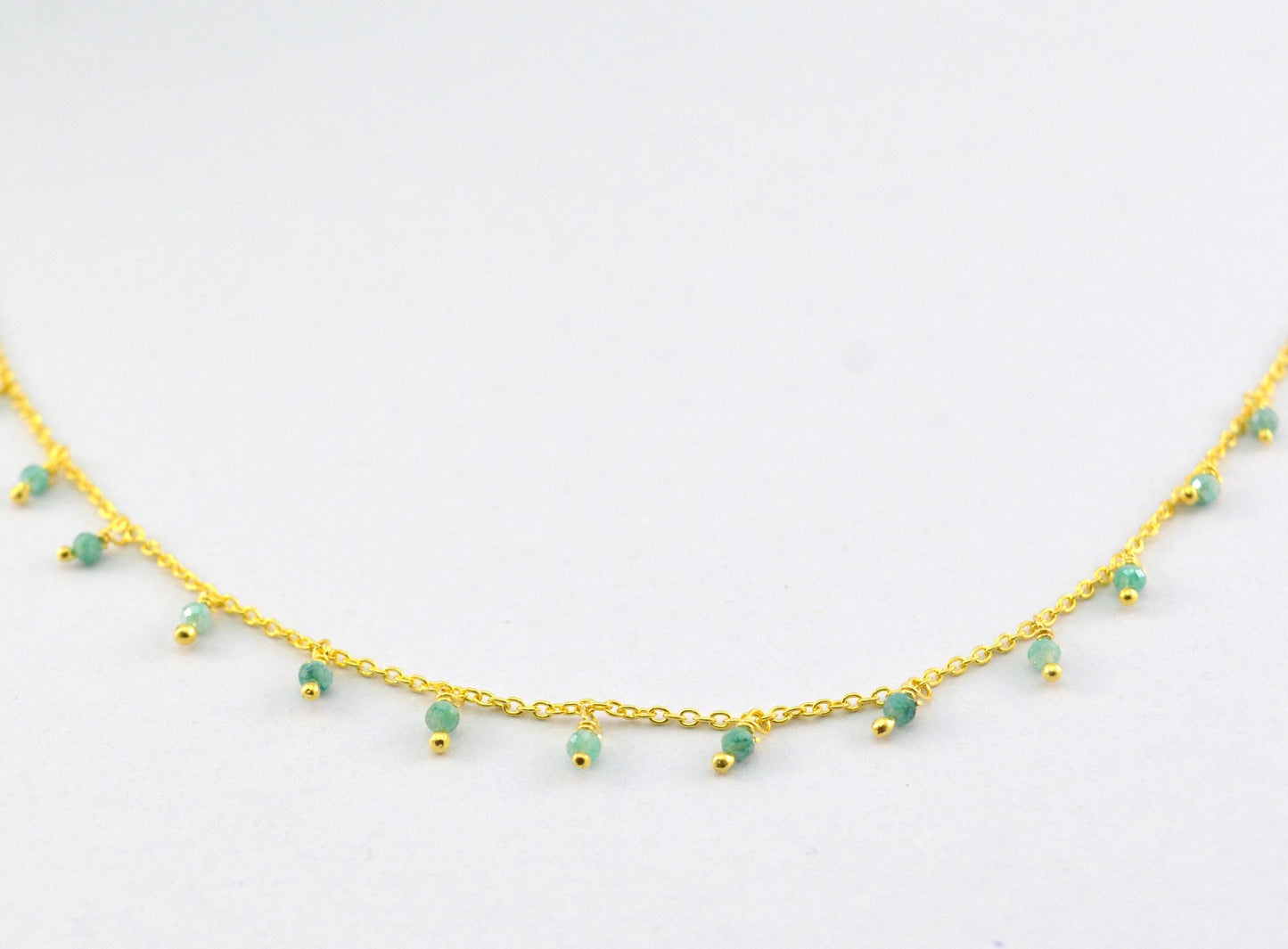 Stylish Stone Rosary Chain in 925 Silver Gold - 2mm