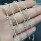 Stunning Rosary Chain - Aquamarine 925 Silver Gold 2mm