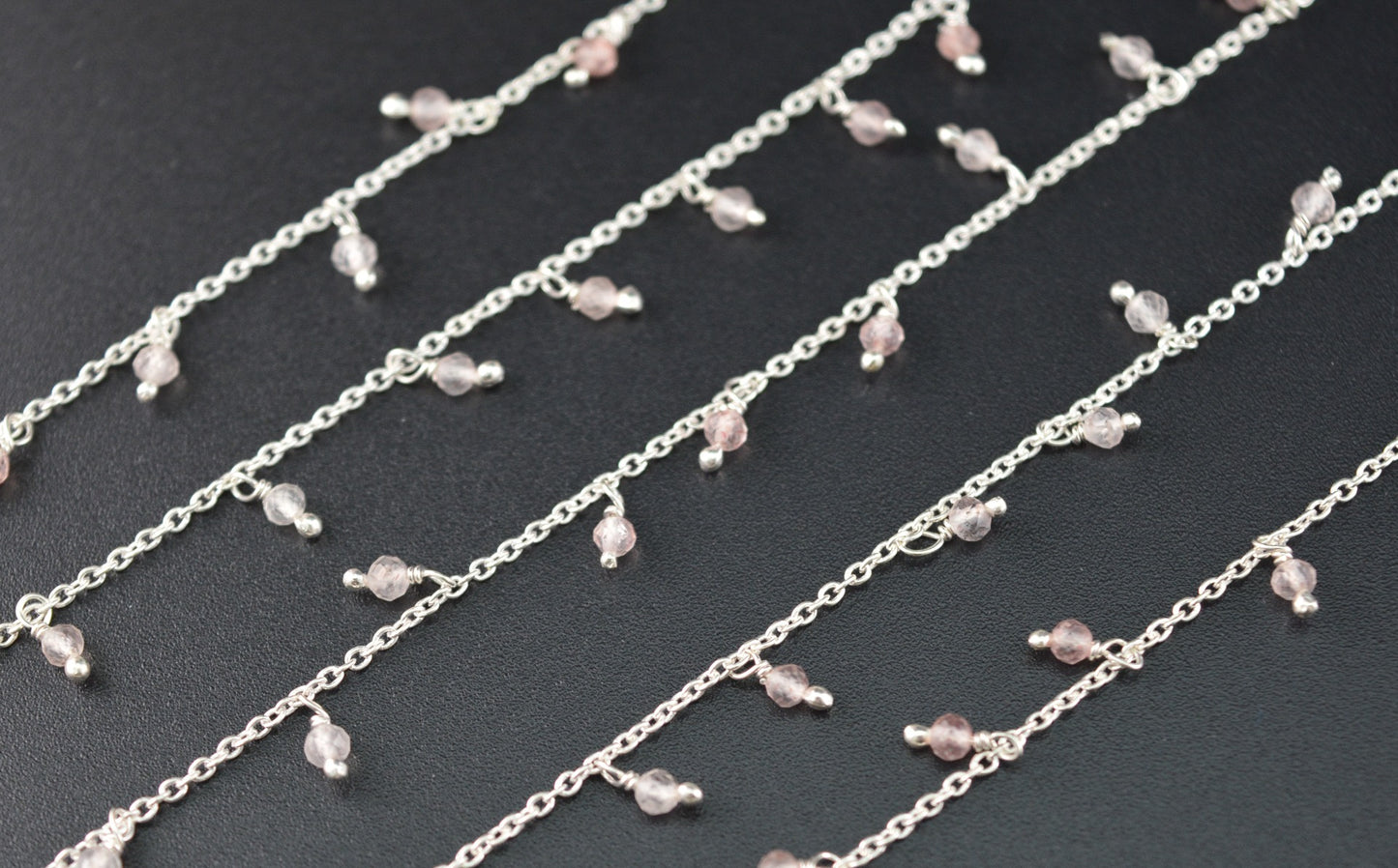 Quartz Rosary Chain - 925 Silver Gold, 2mm #3