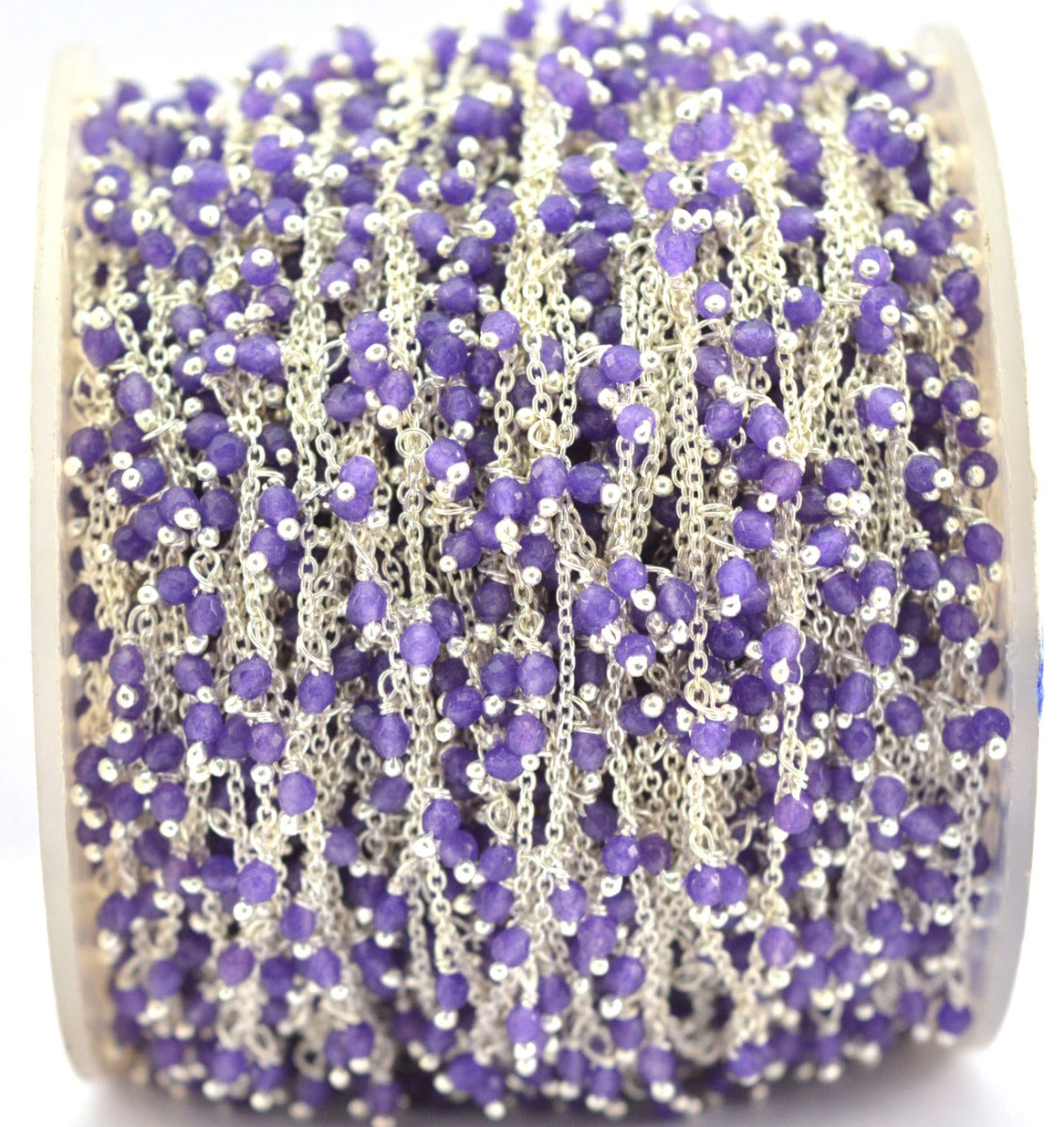 Handmade Amethyst Rosary Chain in 925 Silver Gold - 2mm