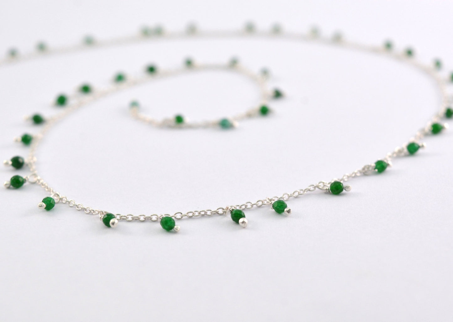Stylish Emerald Rosary Chain in 925 Silver Gold - 2mm