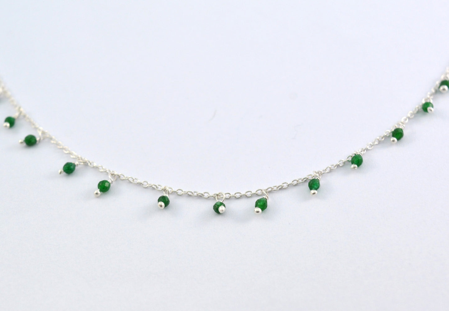 Stylish Emerald Rosary Chain in 925 Silver Gold - 2mm