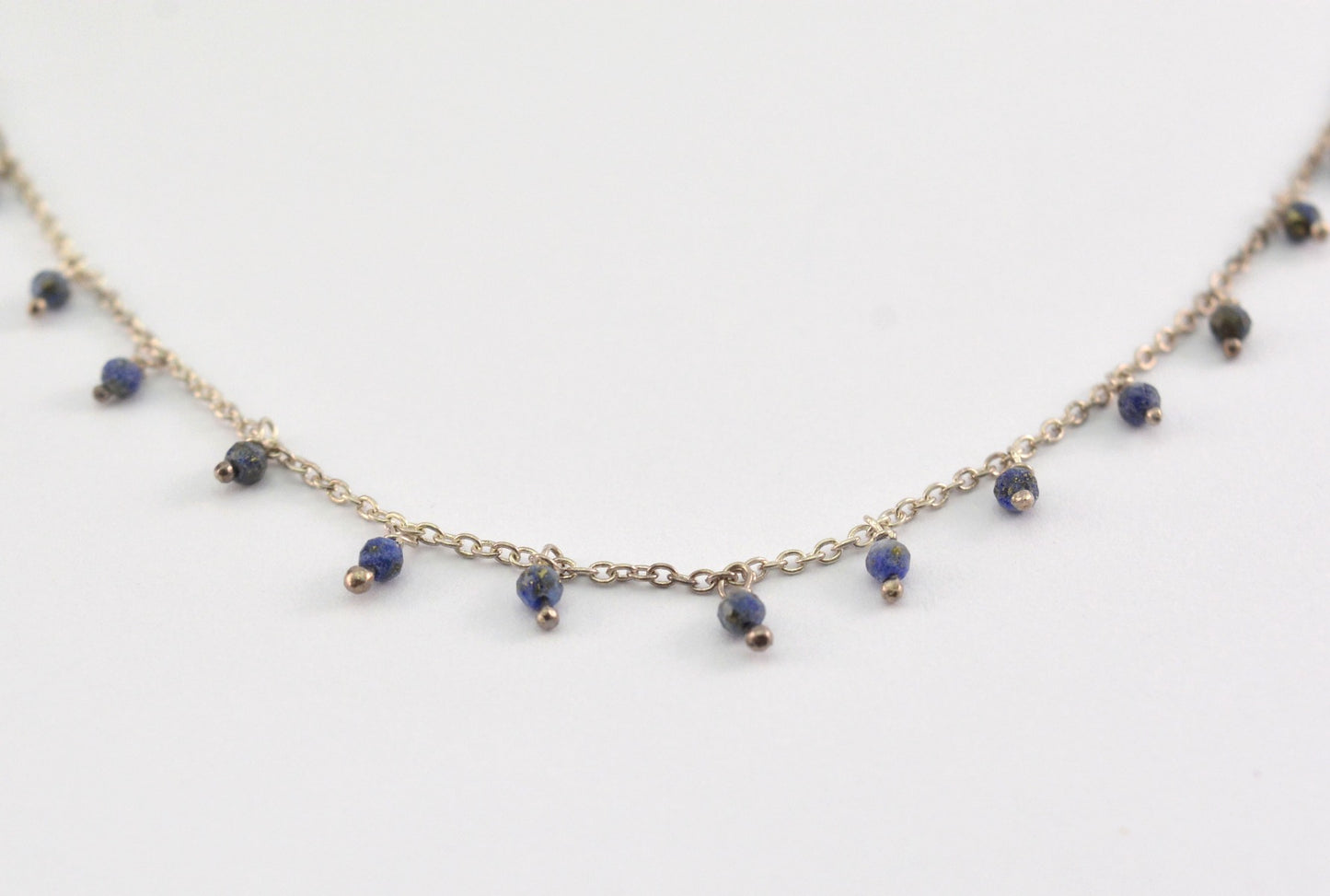 Lapis Rosary Chain - 925 Silver Gold, 2mm