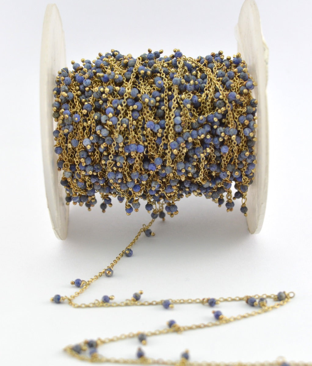 Lapis Rosary Chain - 925 Silver Gold, 2mm