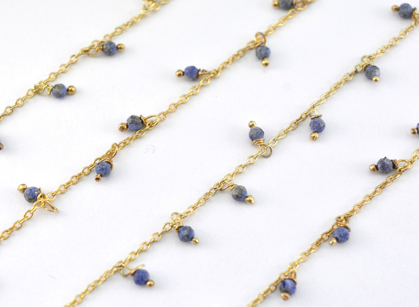 Lapis Rosary Chain - 925 Silver Gold, 2mm