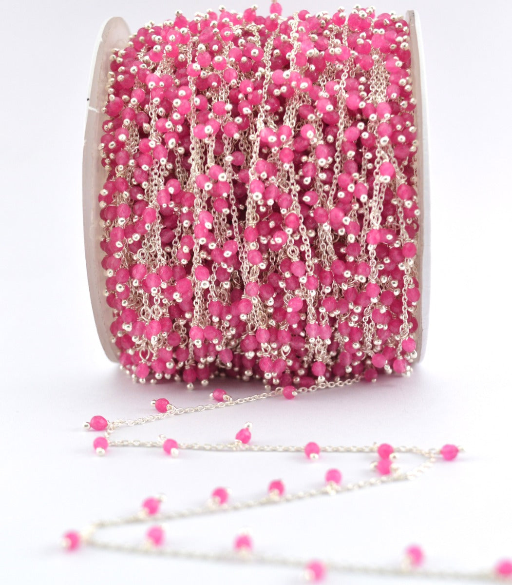 925 Silver Gold Rosary Chain with Chalcedony - 2mm #4