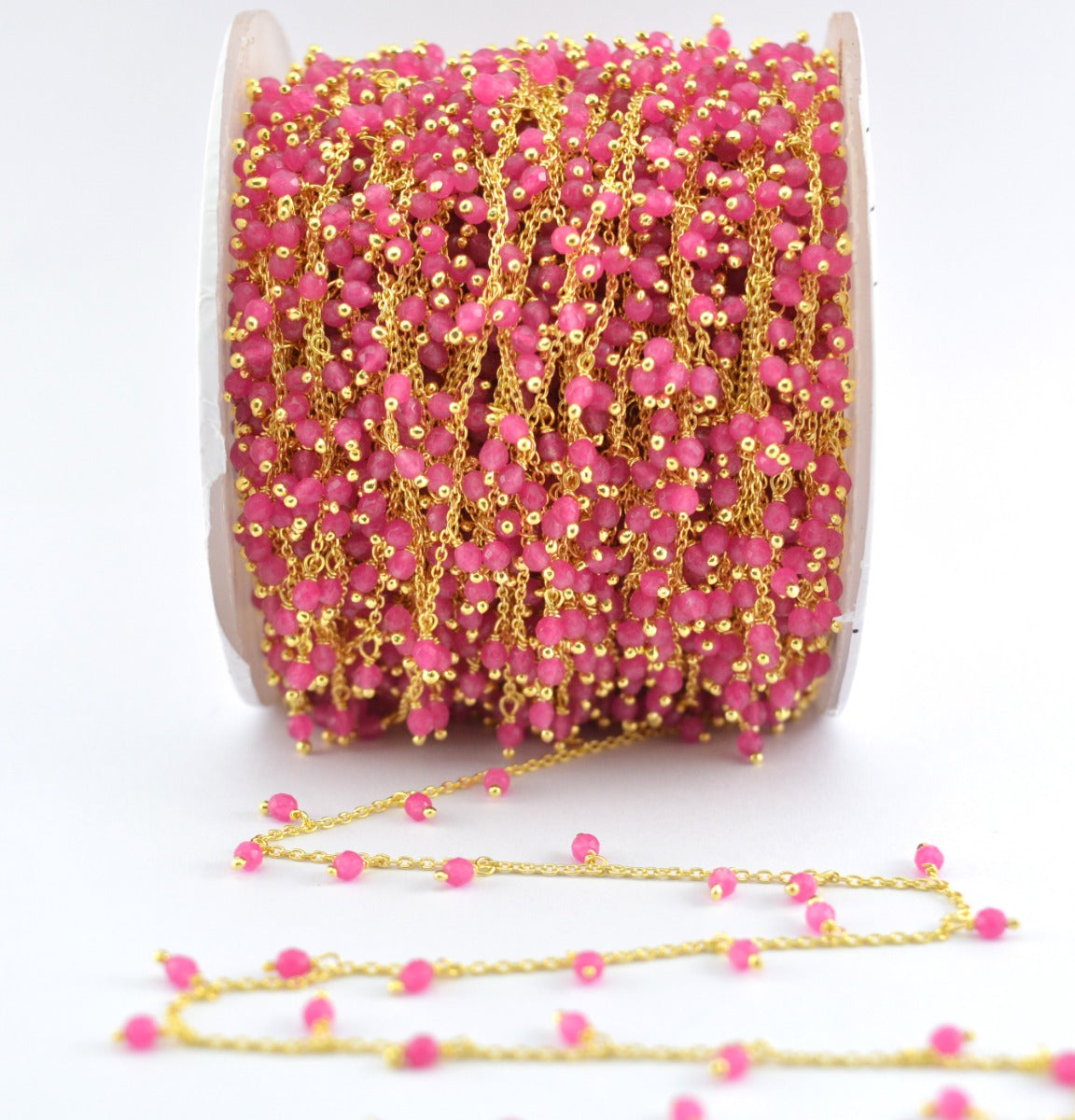 925 Silver Gold Rosary Chain with Chalcedony - 2mm #4