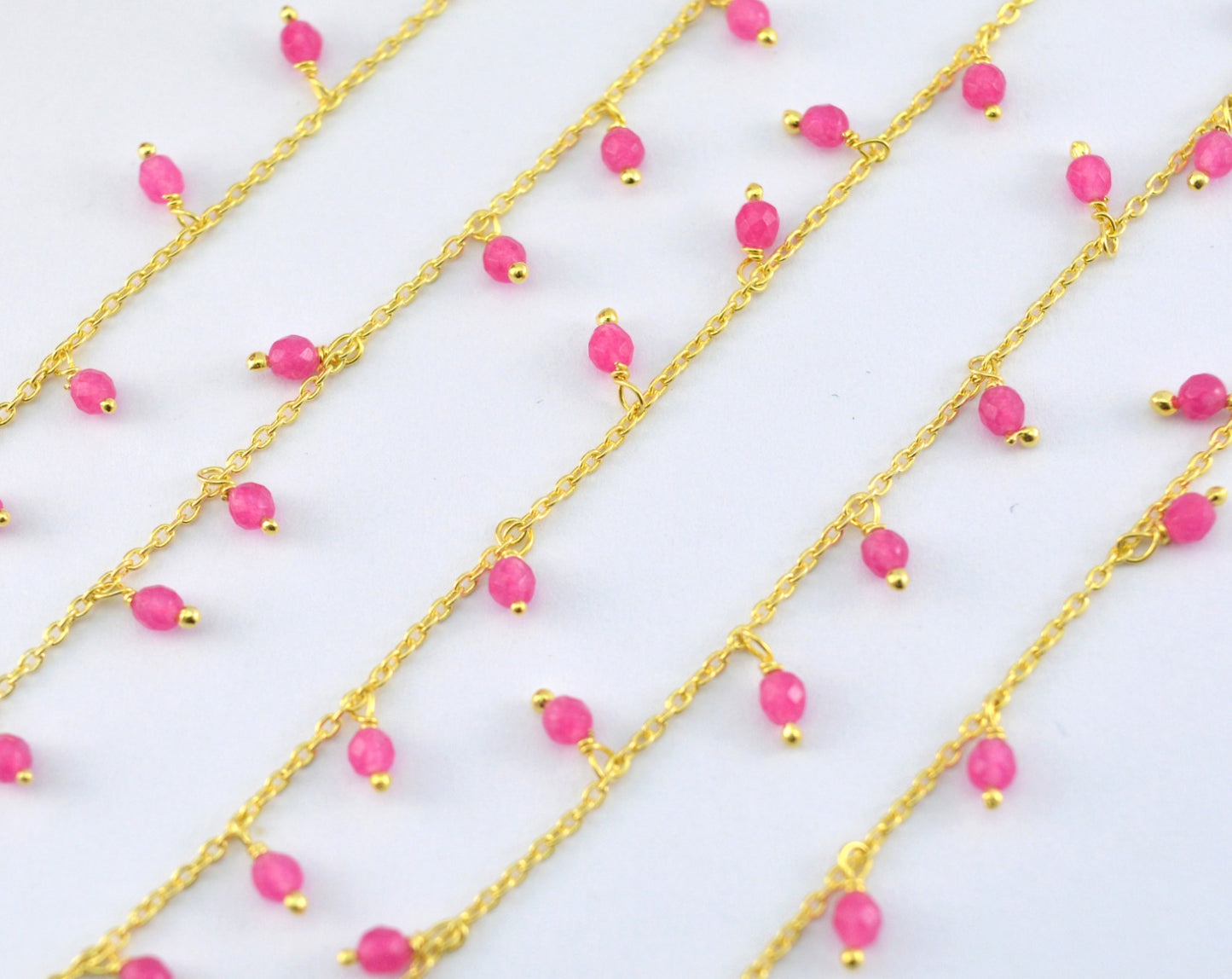 925 Silver Gold Rosary Chain with Chalcedony - 2mm #4