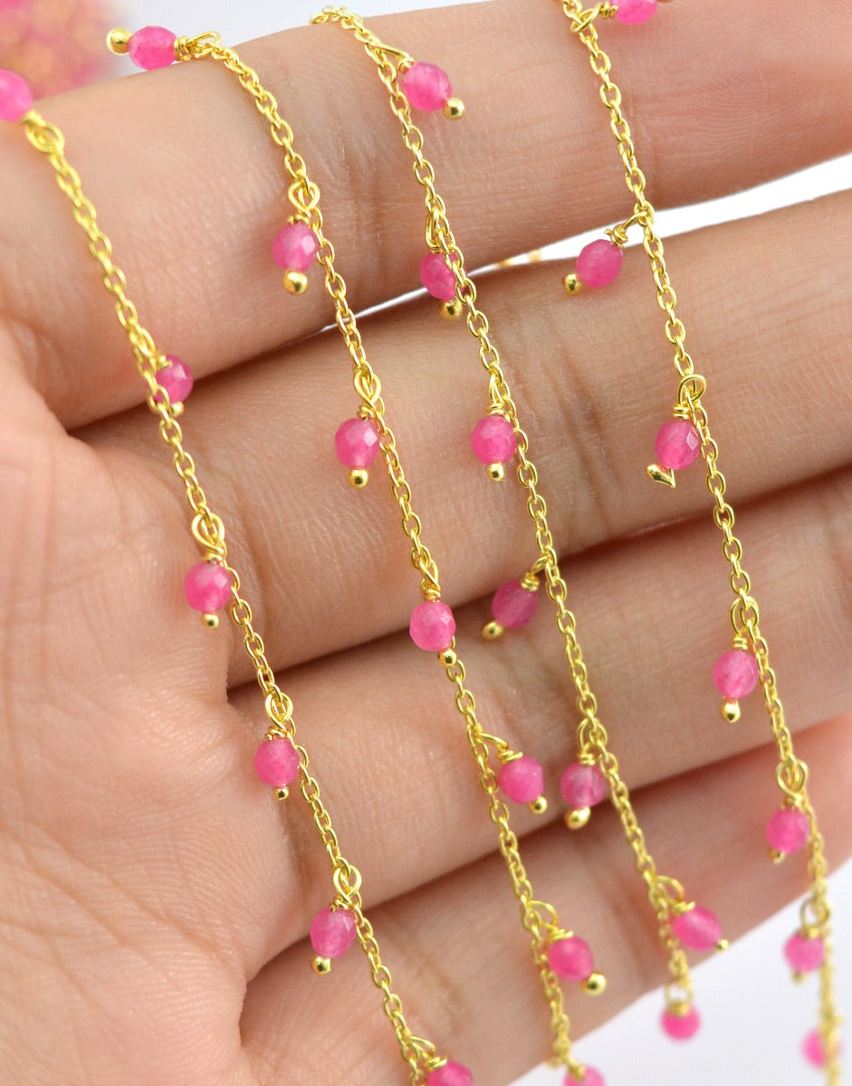 925 Silver Gold Rosary Chain with Chalcedony - 2mm #4