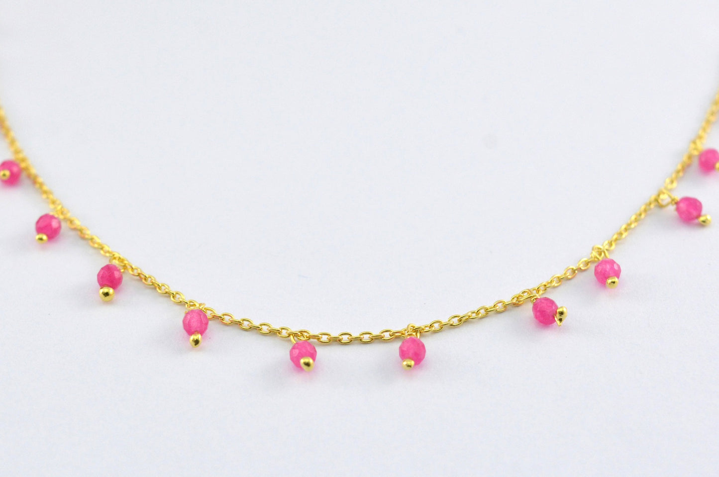 925 Silver Gold Rosary Chain with Chalcedony - 2mm #4