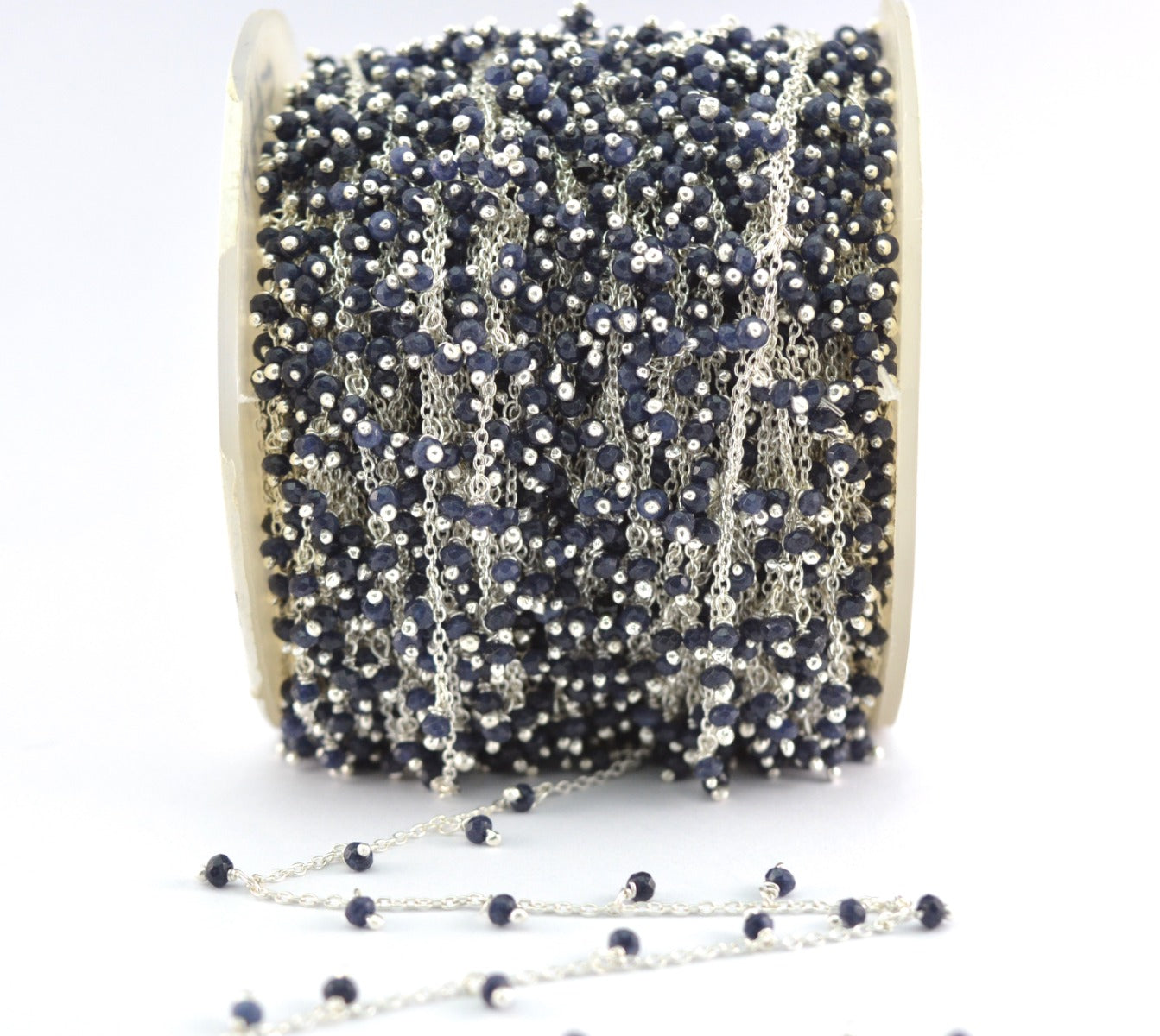 925 Silver Gold Rosary Chain with Stone - 2mm #3