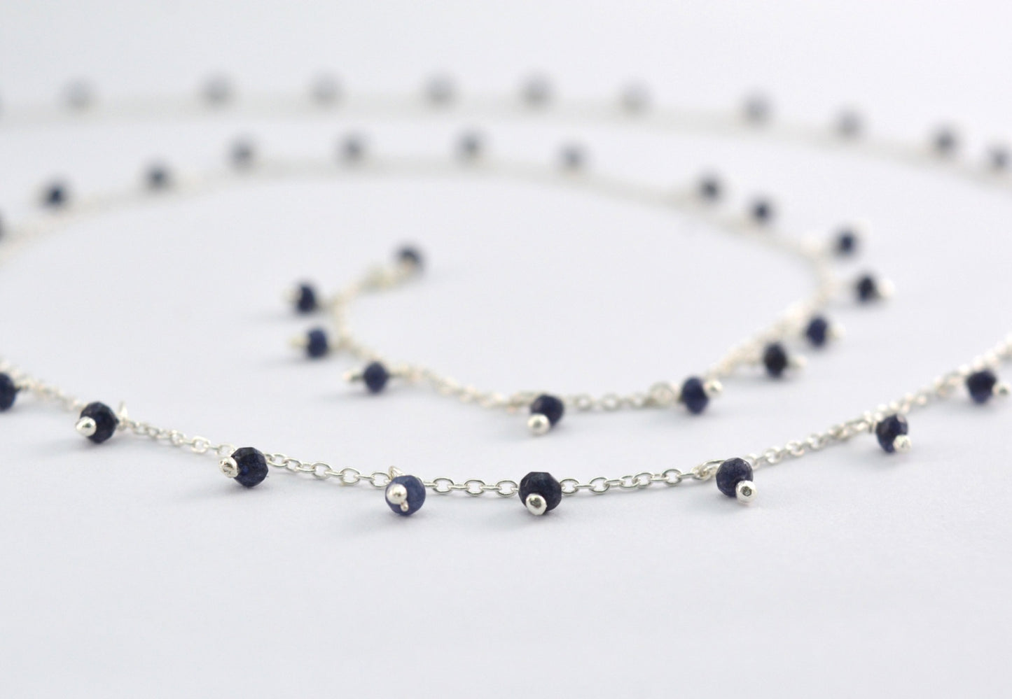 925 Silver Gold Rosary Chain with Stone - 2mm #3