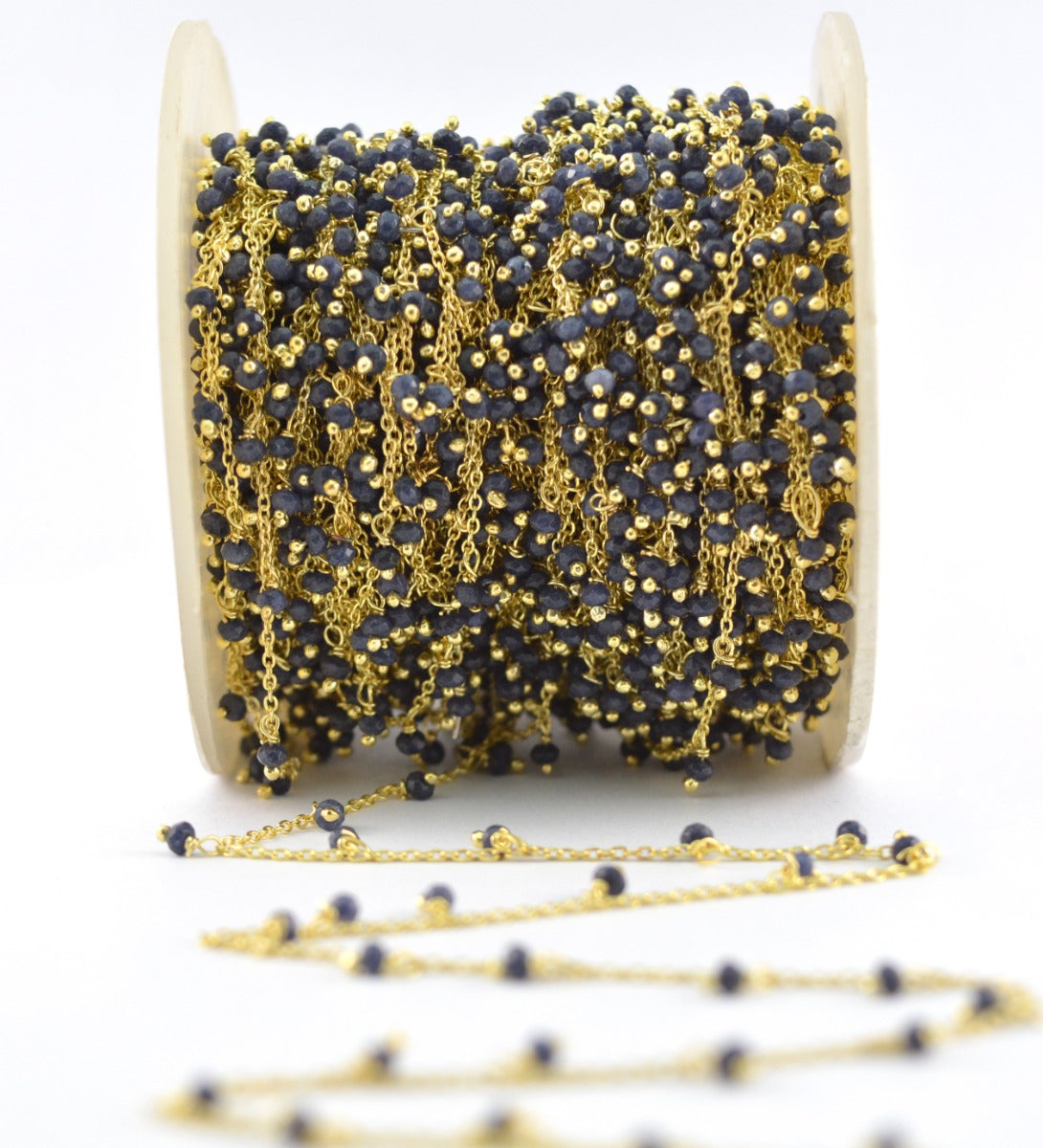 925 Silver Gold Rosary Chain with Stone - 2mm #3