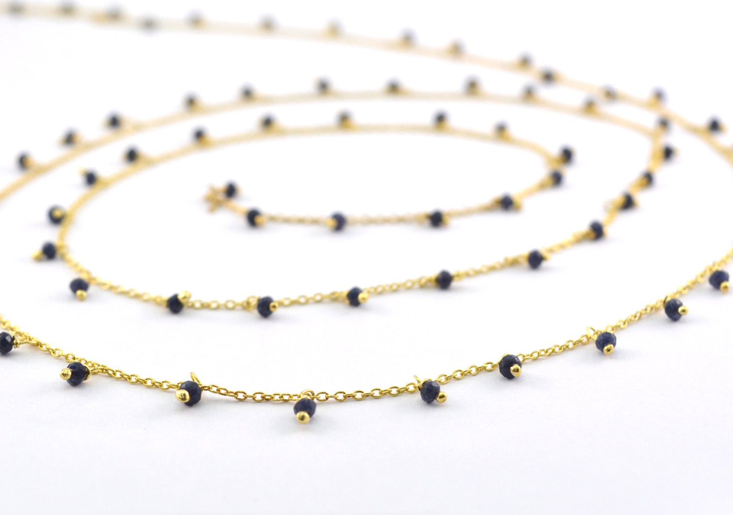 925 Silver Gold Rosary Chain with Stone - 2mm #3