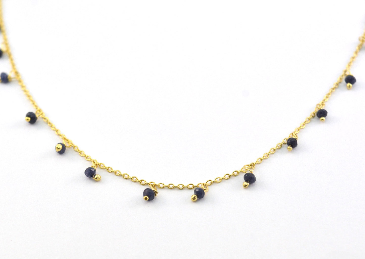 925 Silver Gold Rosary Chain with Stone - 2mm #3