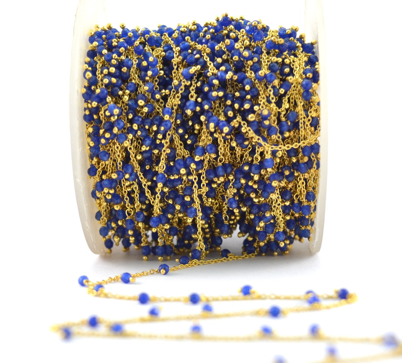 Gorgeous Rosary Chain - Chalcedony 925 Silver Gold 2mm #2