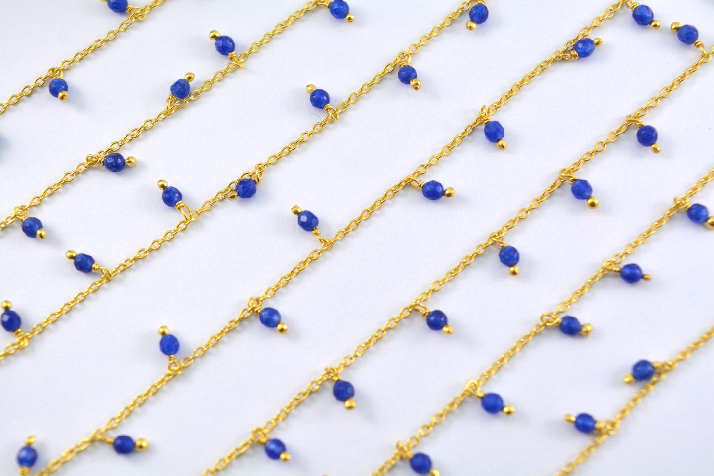 Gorgeous Rosary Chain - Chalcedony 925 Silver Gold 2mm #2