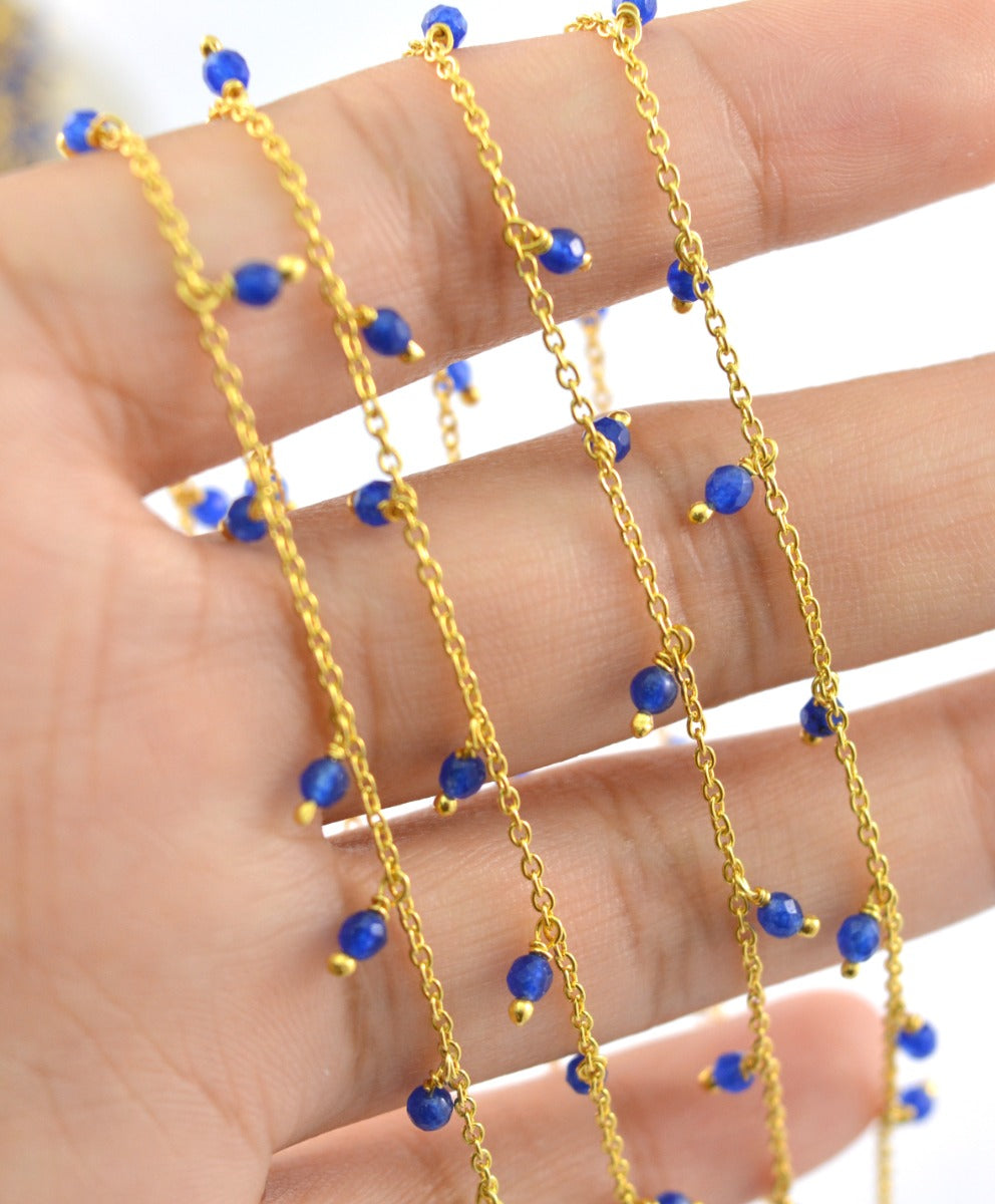 Gorgeous Rosary Chain - Chalcedony 925 Silver Gold 2mm #2