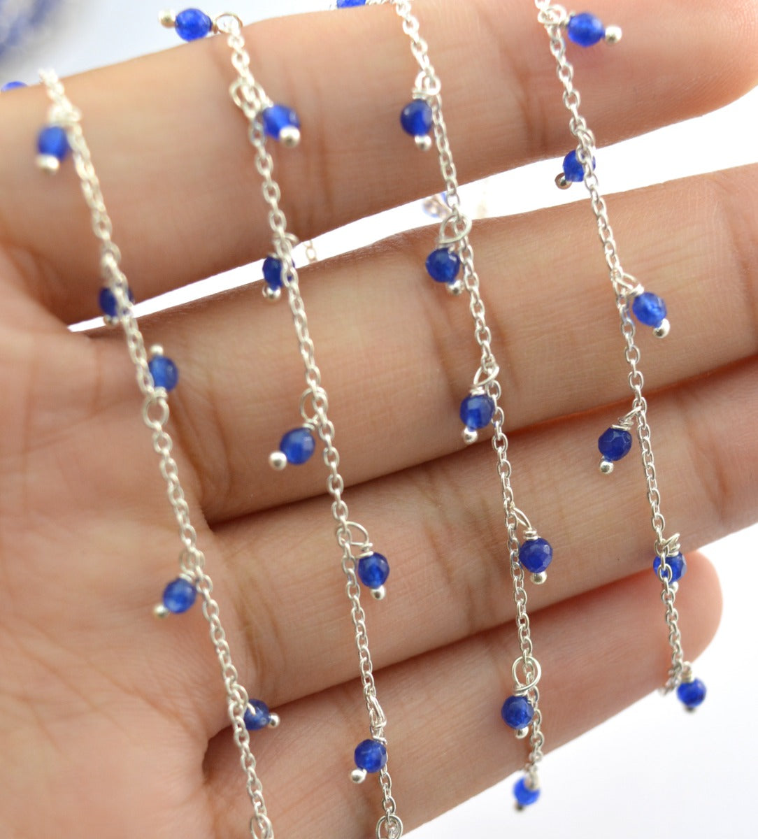 Gorgeous Rosary Chain - Chalcedony 925 Silver Gold 2mm #2