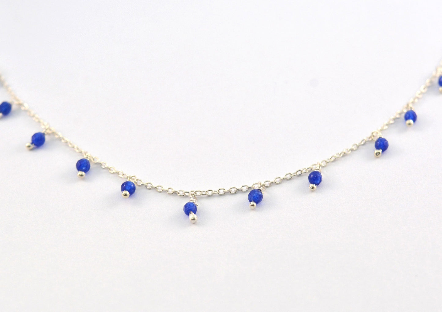 Gorgeous Rosary Chain - Chalcedony 925 Silver Gold 2mm #2