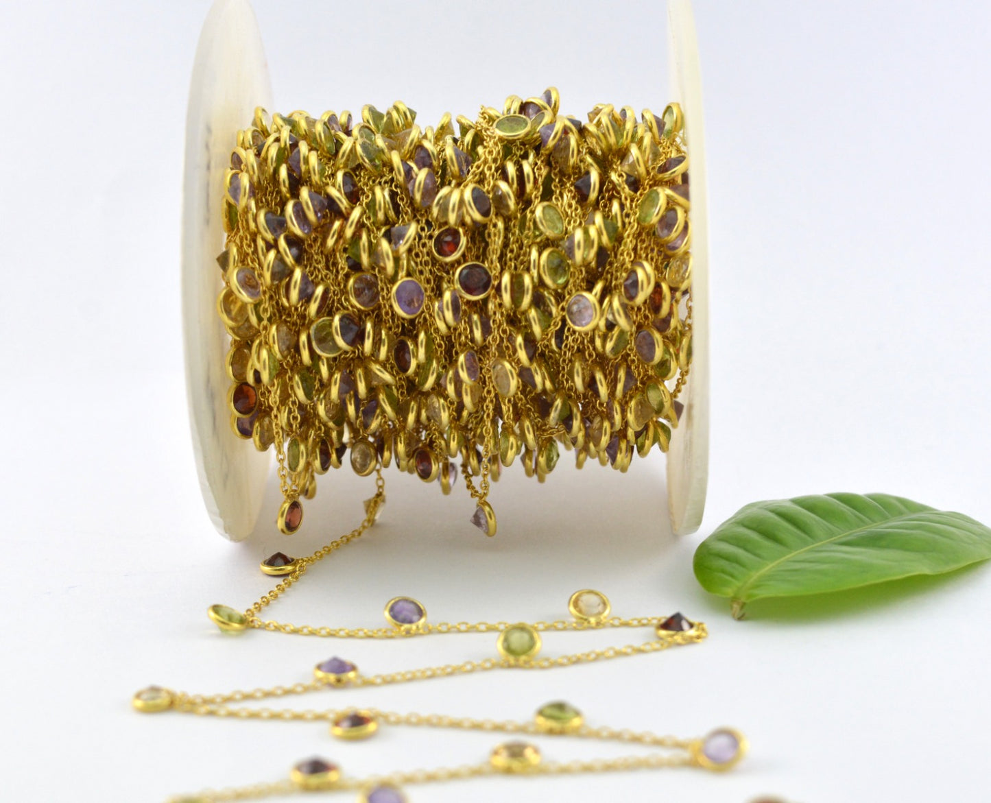 Stunning 925 Silver Gold Rosary Chain - Stone 4mm