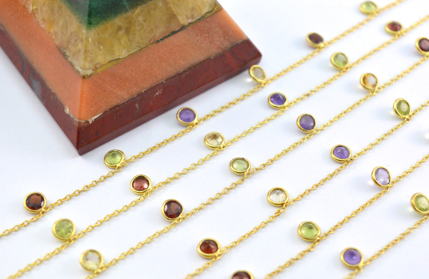 Stunning 925 Silver Gold Rosary Chain - Stone 4mm