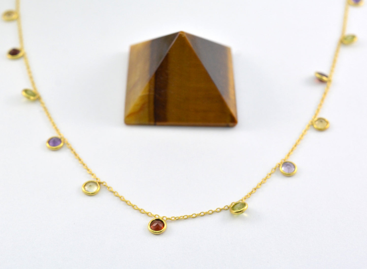 Stunning 925 Silver Gold Rosary Chain - Stone 4mm