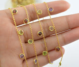 Stunning 925 Silver Gold Rosary Chain - Stone 4mm