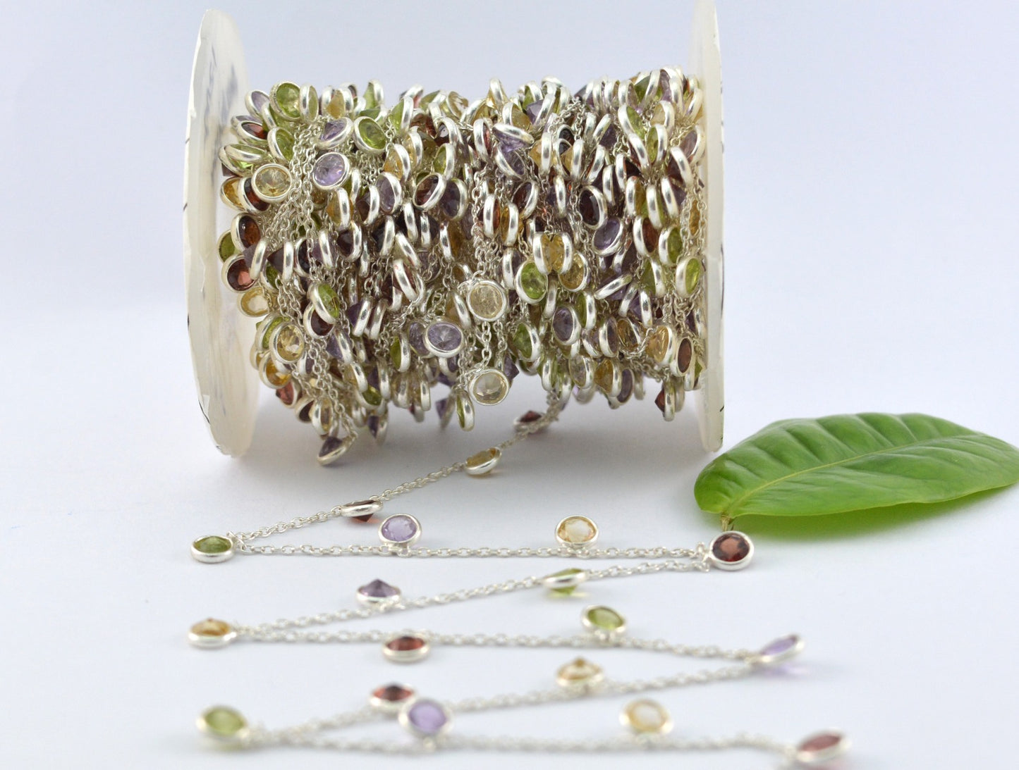 Stunning 925 Silver Gold Rosary Chain - Stone 4mm