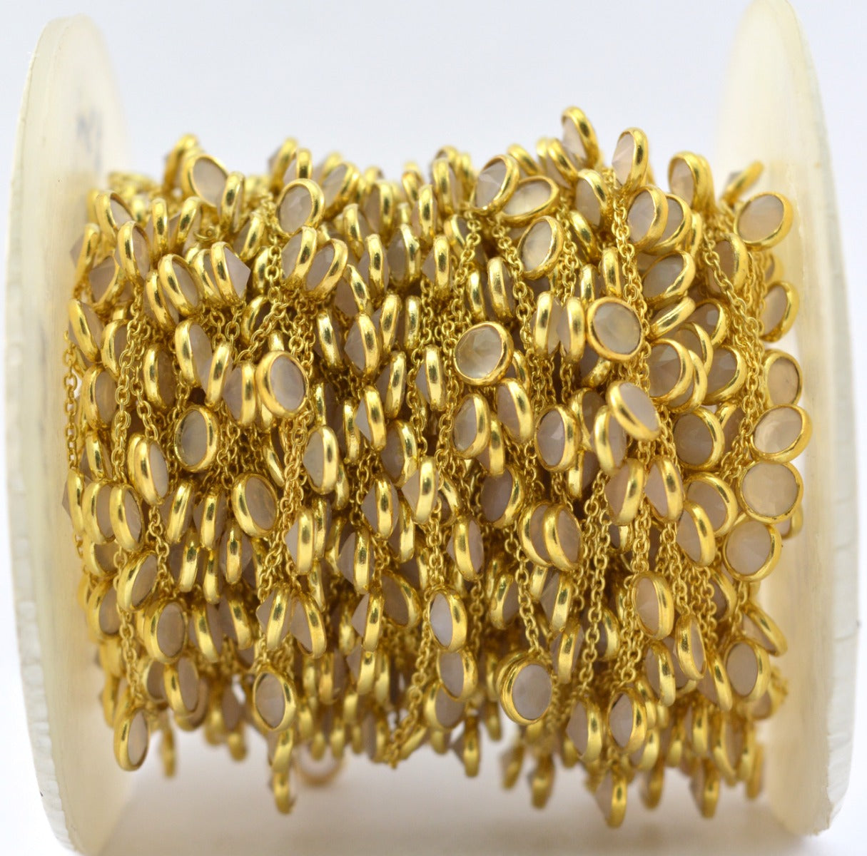 Handmade Quartz Rosary Chain in 925 Silver Gold - 4mm