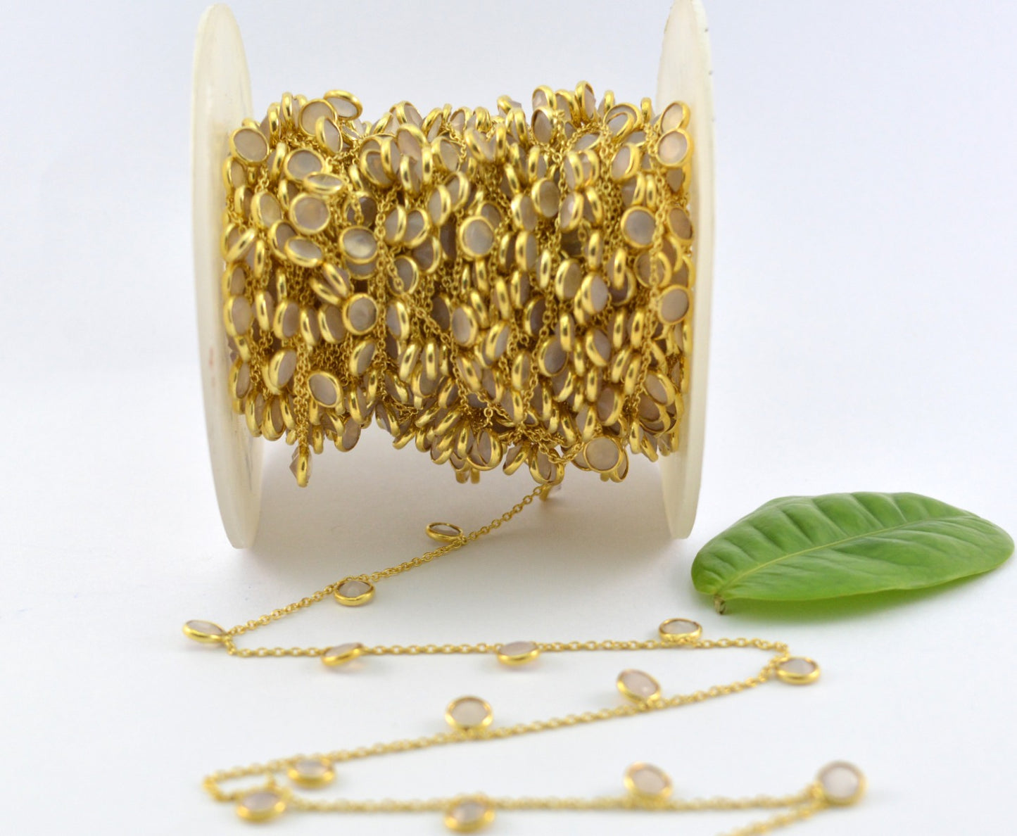 Handmade Quartz Rosary Chain in 925 Silver Gold - 4mm