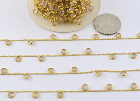 Handmade Quartz Rosary Chain in 925 Silver Gold - 4mm