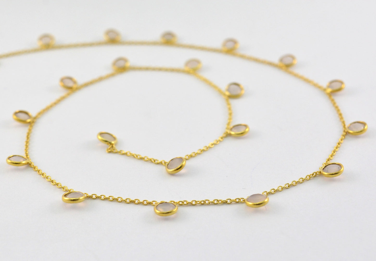 Handmade Quartz Rosary Chain in 925 Silver Gold - 4mm