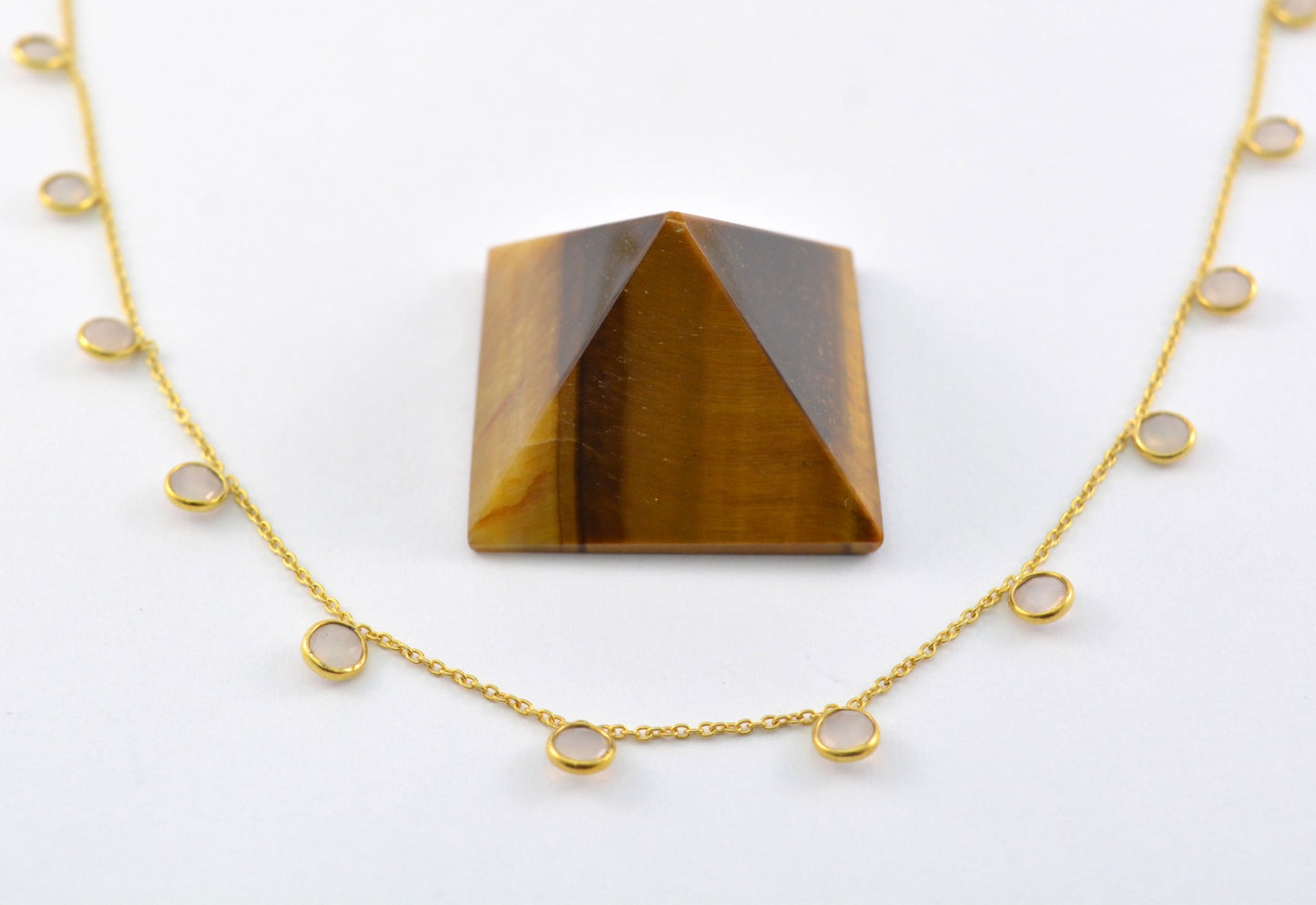 Handmade Quartz Rosary Chain in 925 Silver Gold - 4mm