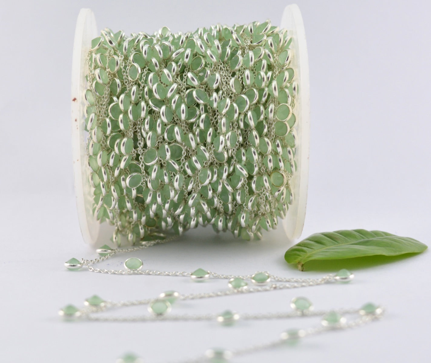 Elegant Stone Rosary Chain in 925 Silver Gold - 4mm