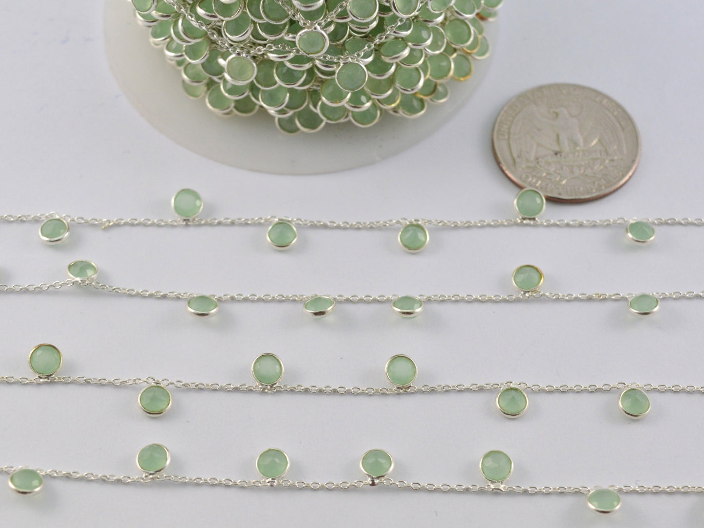 Elegant Stone Rosary Chain in 925 Silver Gold - 4mm