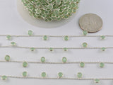 Prehnite Rosary Chain, 925 Sterling Silver, 4mm Faceted