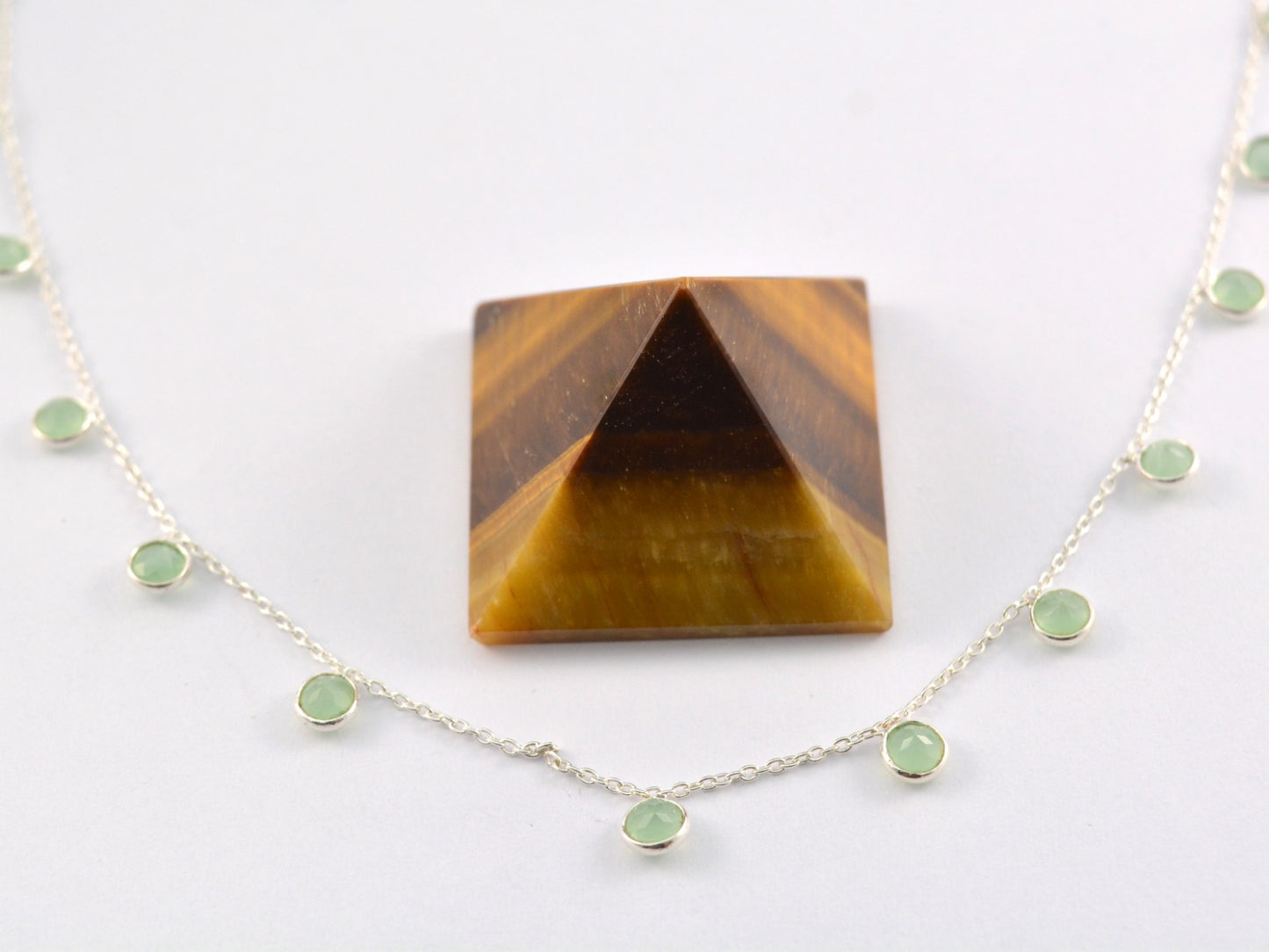 Elegant Stone Rosary Chain in 925 Silver Gold - 4mm