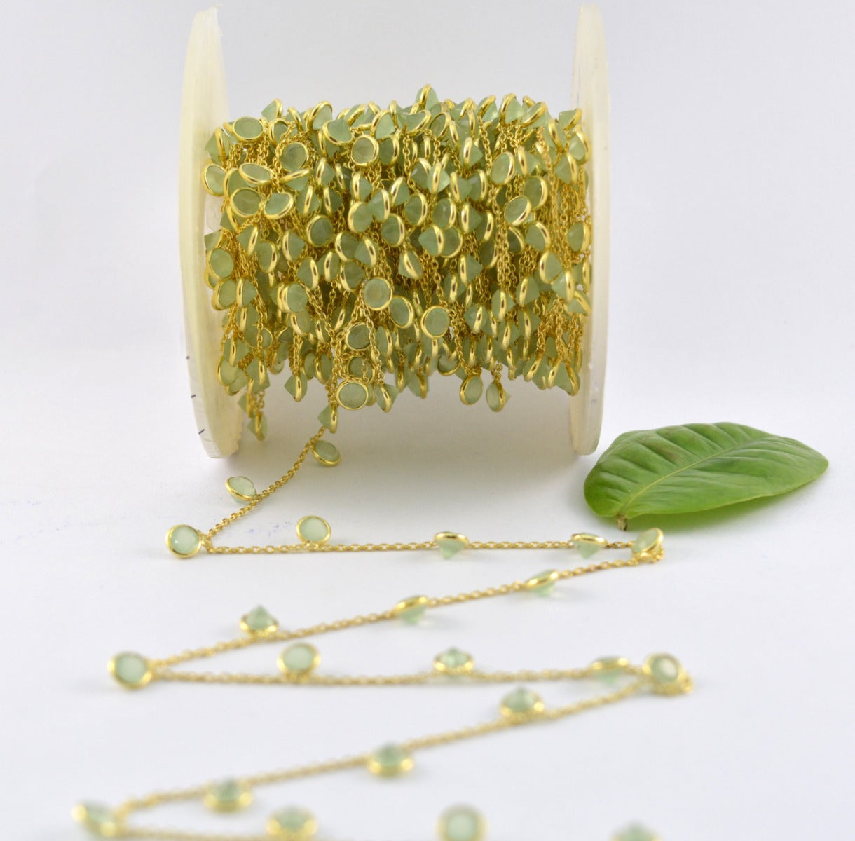 Elegant Stone Rosary Chain in 925 Silver Gold - 4mm