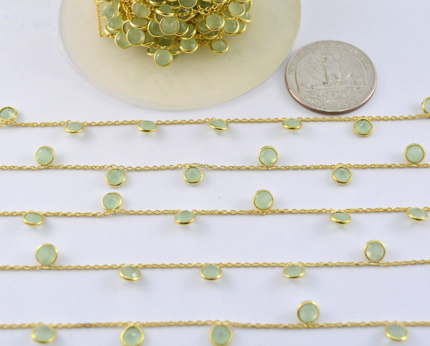 Elegant Stone Rosary Chain in 925 Silver Gold - 4mm