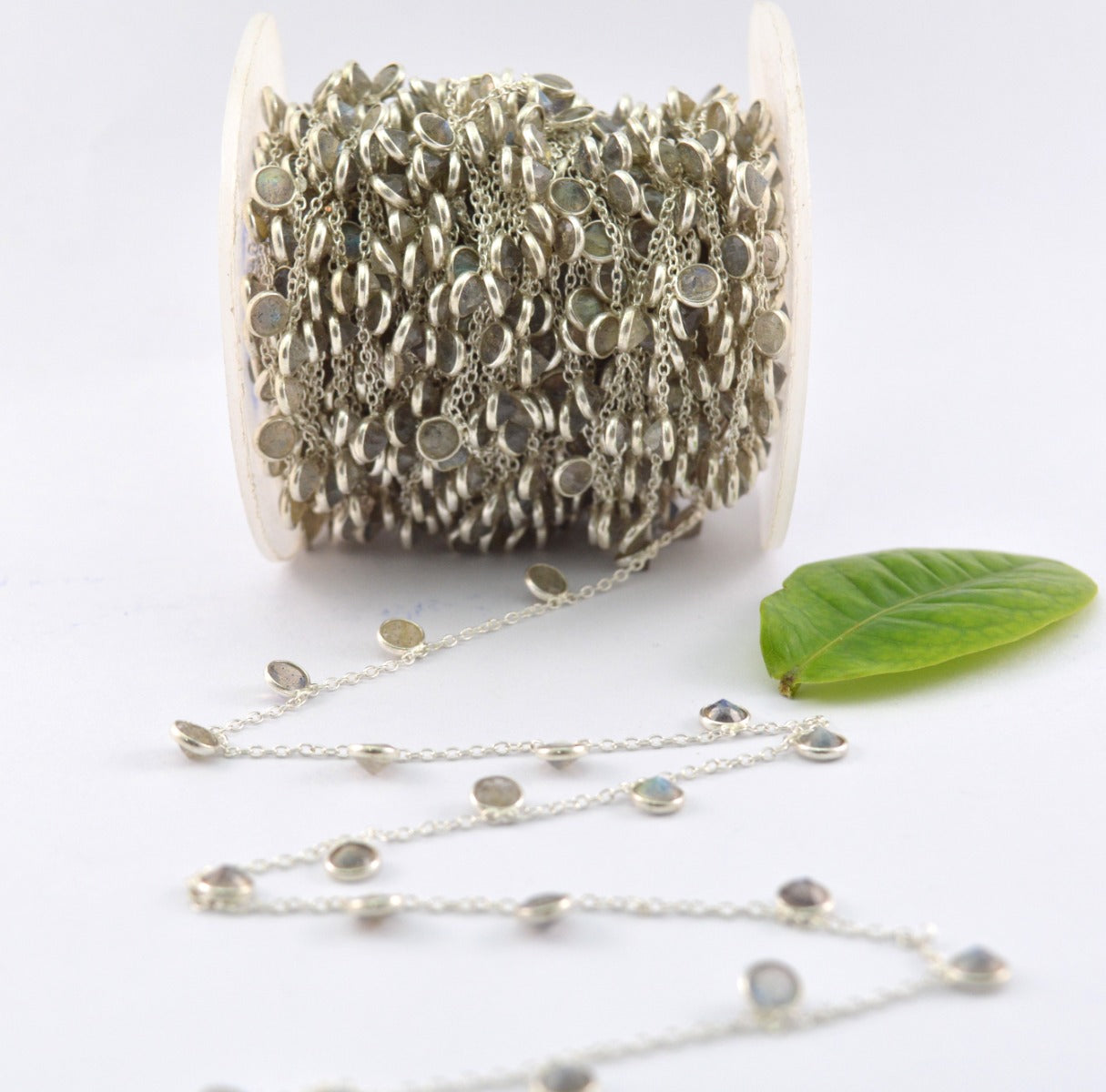 Stunning 925 Silver Gold Rosary Chain - Labradorite 4mm