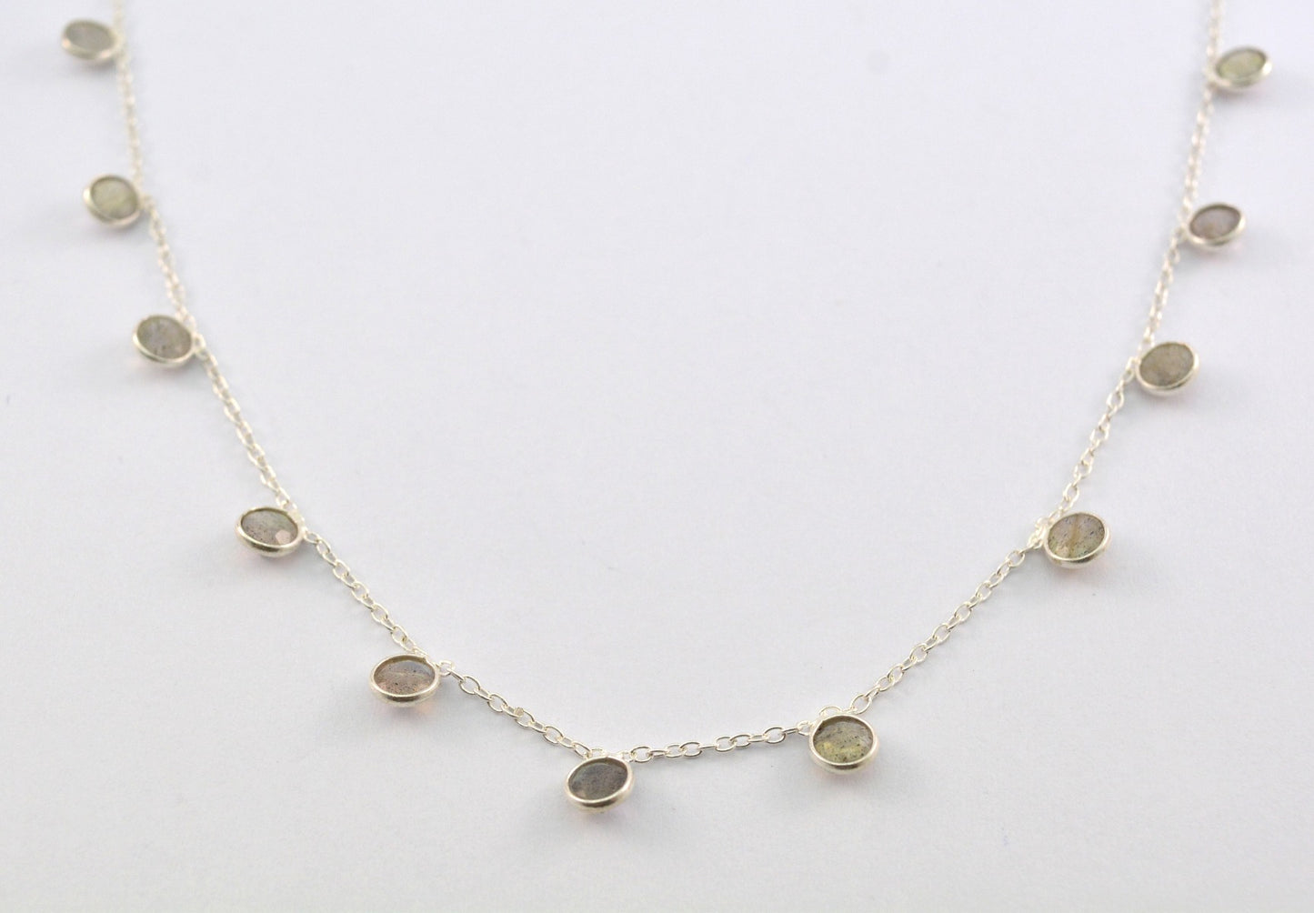 Stunning 925 Silver Gold Rosary Chain - Labradorite 4mm