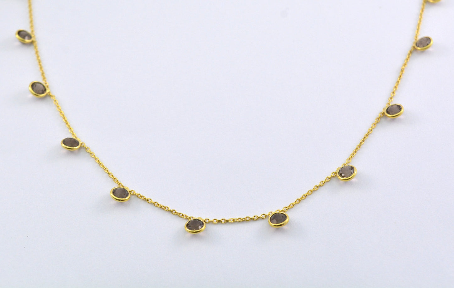 Beautiful Stone Rosary Chain in 925 Silver Gold - 4mm