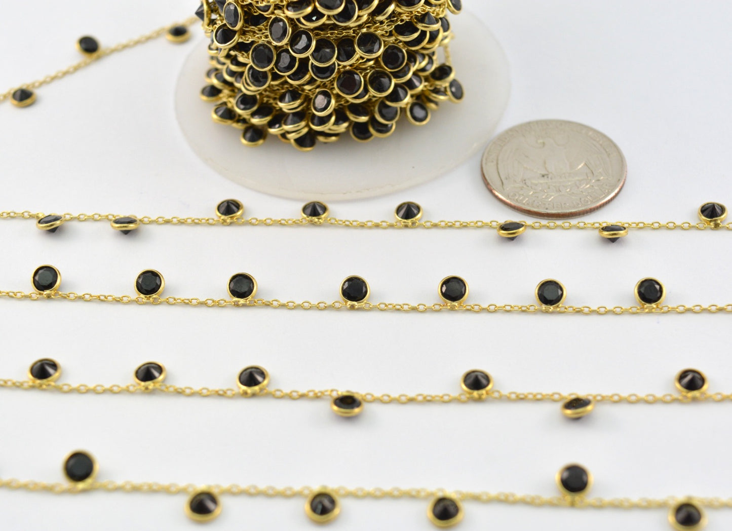 Handmade 925 Silver Gold Rosary Chain - Spinel 4mm