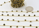 Black Spinel Rosary Chain, 925 Sterling Silver, 4mm Faceted