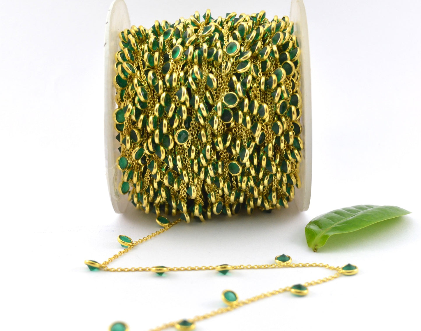 925 Silver Gold Rosary Chain with Onyx - 4mm