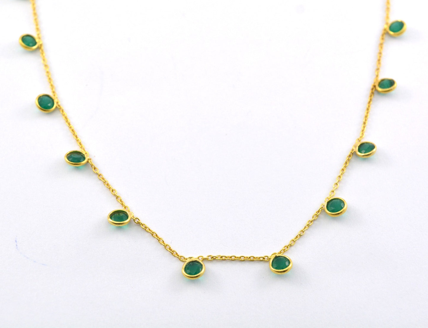 925 Silver Gold Rosary Chain with Onyx - 4mm