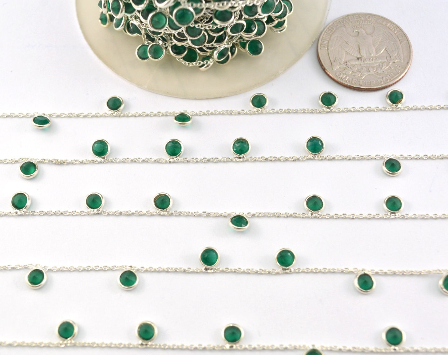 925 Silver Gold Rosary Chain with Onyx - 4mm