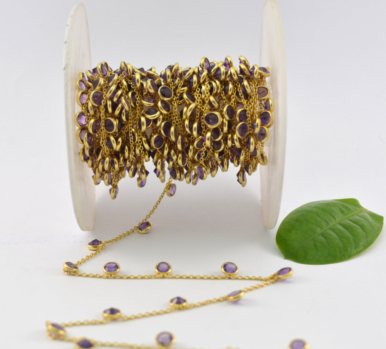 Vintage 925 Silver Gold Rosary Chain - Amethyst 4mm